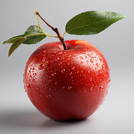 Red apple with water drops isolated on white background. 3d illustrationの素材