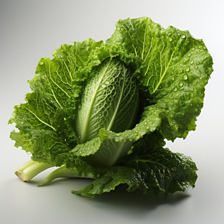 Fresh lettuce on a white background. Shallow depth of field.の素材