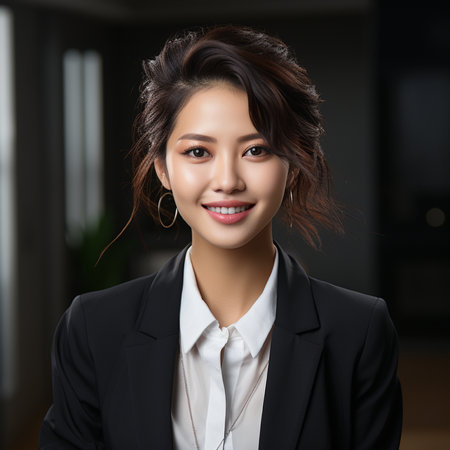 portrait of young asian businesswoman smiling at the camera.の素材