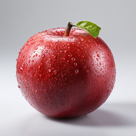 Red apple with water drops isolated on white background. 3d illustrationの素材