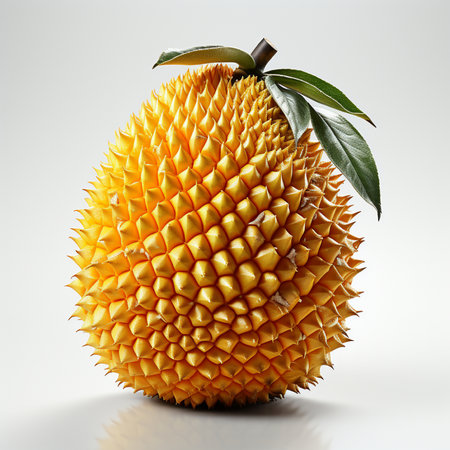 yellow durian fruit isolated on white background. 3d illustration.の素材