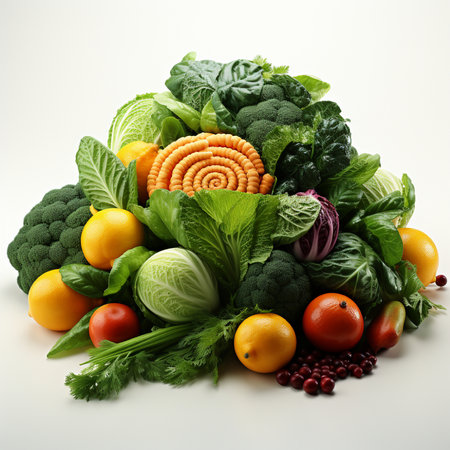 Composition with variety of fresh vegetables and fruits. Balanced diet.の素材