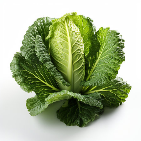 Fresh savoy cabbage isolated on white background. Clipping path included.の素材