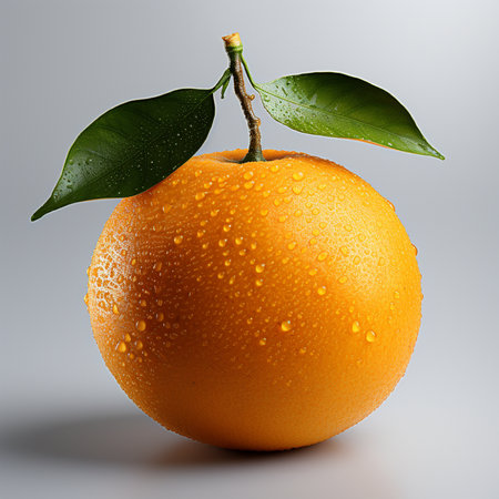 Orange with water drops on a white background. 3d illustration.の素材