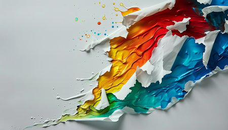 colorful splashes of paint on a white background. close-upの素材