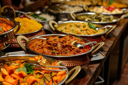 Catering buffet with different kinds of food snacks and appetizersの素材