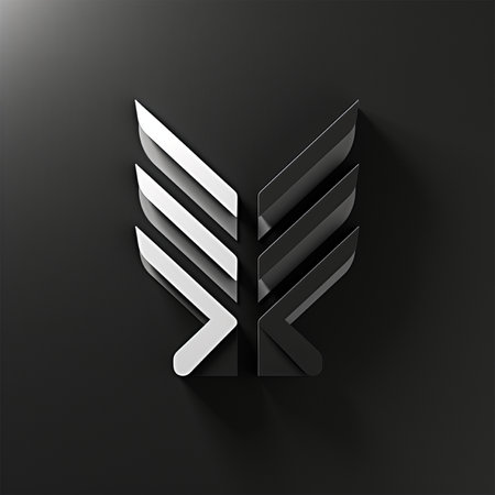 Vector illustration of a black and white 3D wing icon. Eps 10の素材