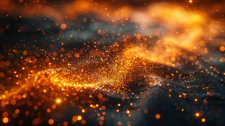 3d rendering of abstract digital particles with depth of field and bokeh effect. Futuristic background with glowing particles.の素材