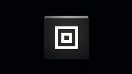 3D rendering of a black square with a white light in the centerの素材