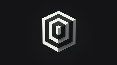 Abstract hexagon letter O logo icon design in black and white colorの素材
