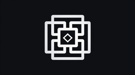 Luxury black and white logo design with square shape element on black backgroundの素材