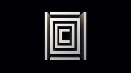 Abstract black background with white geometric shapes. 3d rendering, 3d illustration.の素材