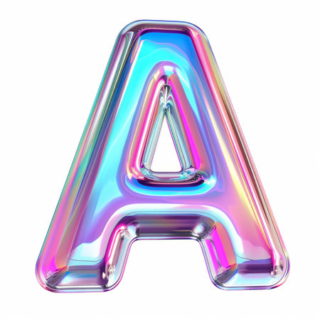 Glossy holographic 3D letter A. 3D renderingの素材