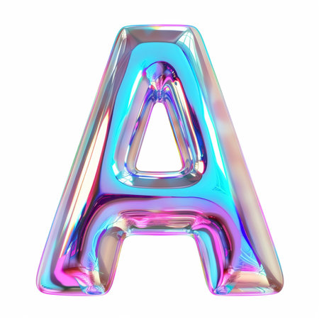 Alphabet letter A in low poly style isolated on white background. 3d renderingの素材