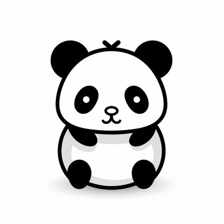 An adorable cartoon panda illustration, perfect for designs needing a cute and simple baby animal character. Clean vector art.の素材