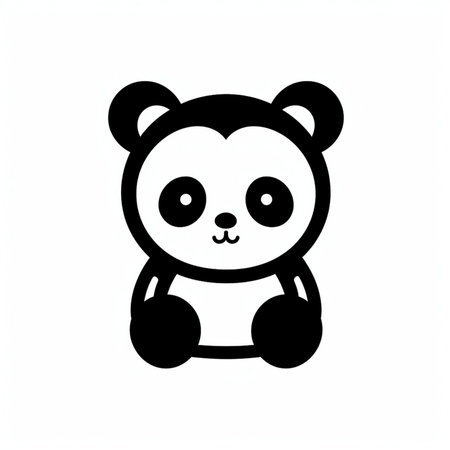 A charming illustration of a cute cartoon panda sitting, perfect for children's themes and baby products.の素材