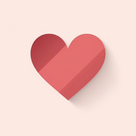 A stylized, flat design heart icon with a subtle shadow, representing love, romance, and affection in a clean, contemporary aesthetic.の素材