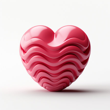 Red heart on a white background. 3d rendering, 3d illustration.の素材