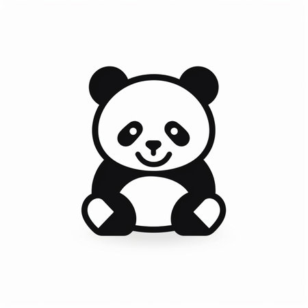 Panda bear icon. Vector illustration. Black on white background.の素材