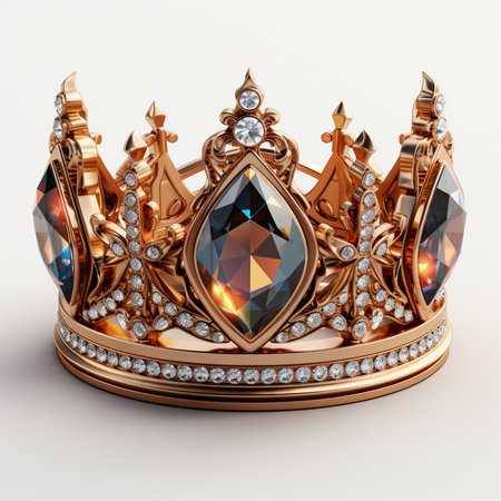 Crown with gems. 3D rendering. High resolution image.の素材