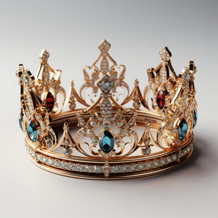 low key image of beautiful queen crown with gems. 3d renderingの素材