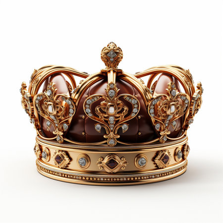 Crown isolated on white background. 3D illustration. Vintage style.の素材