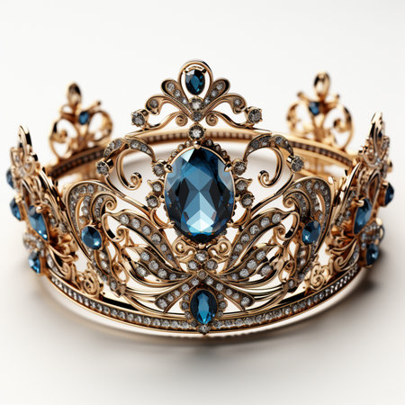 Jewelry crown with blue sapphire. Jewelry backgroundの素材