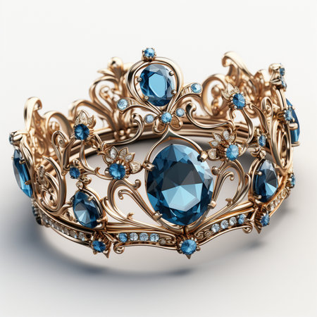 Jewelry ring with blue sapphire. 3d illustrationの素材