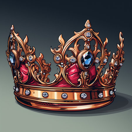 Royal crown with precious stones and gems. Vector illustration in retro style.の素材