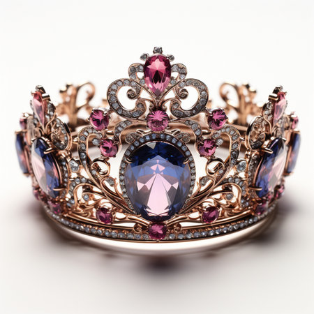 jewelry crown with gems on a white background. photo with depth of fieldの素材