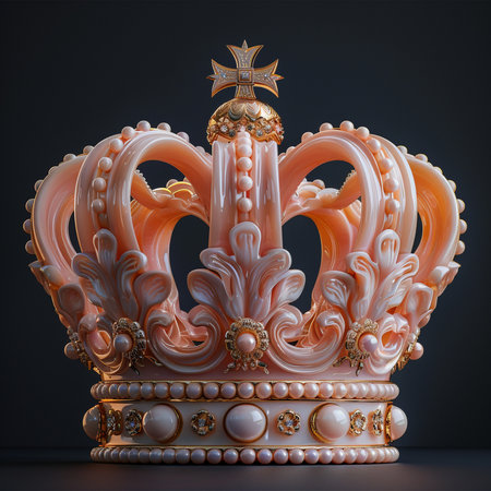 3d render of king crown with crowns isolated on dark backgroundの素材