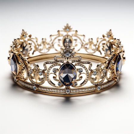 golden crown with diamonds on a white background. Jewelry.の素材