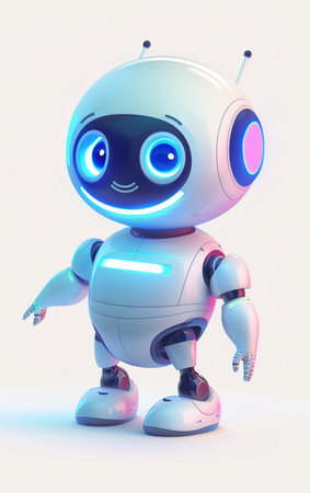 3d rendering of a cute robot isolated in white studio background.の素材