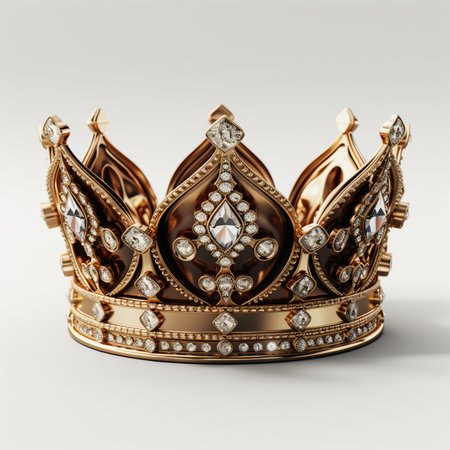 Crown isolated on a white background. 3d rendering with clipping pathの素材