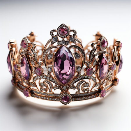 jewelry diamond crown with sapphire on a white backgroundの素材