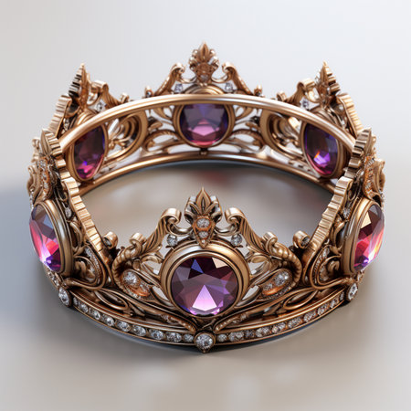 Jewelry ring with precious stones. 3d render image.の素材