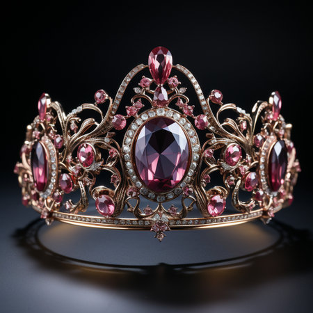 low key image of beautiful queen crown with gems. vintage filtered.の素材