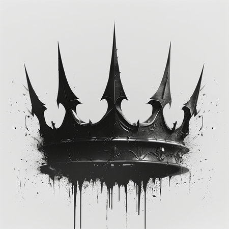 abstract grunge black crown on white background. 3d illustrationの素材