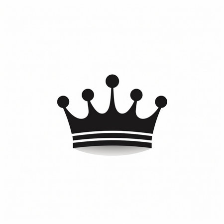 Crown icon. Black vector illustration. Isolated on white background.の素材