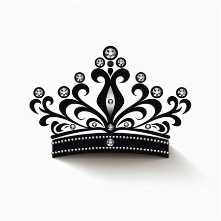 Crown with black ornament on a white background. Vector illustration.の素材