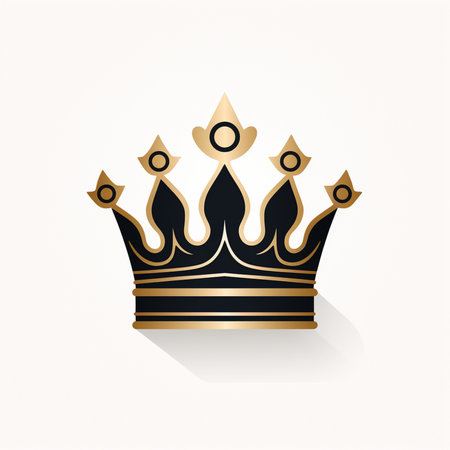 Crown with gold and black elements on white background. Vector illustration.の素材