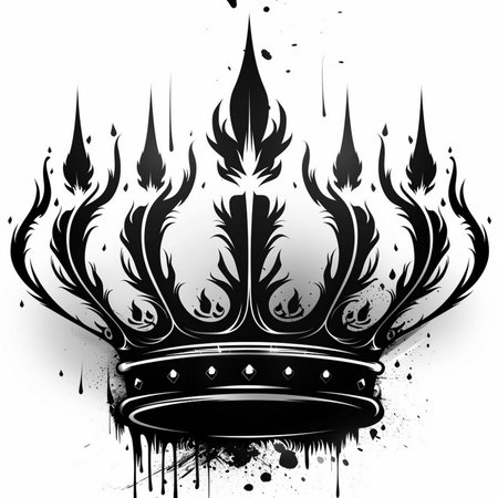 Illustration of a crown on a white background with splashes.の素材