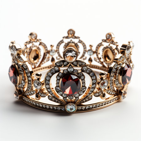 Jewelry diamond tiara isolated on white background, clipping path includedの素材