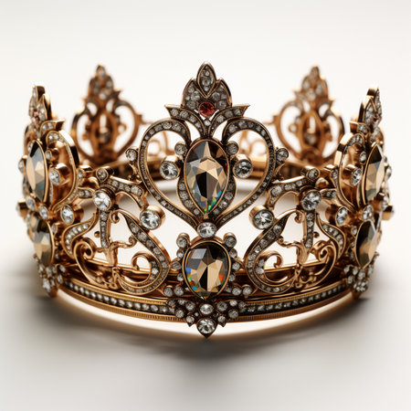 Jewelry crown with precious stones. 3D illustration, clipping path includedの素材