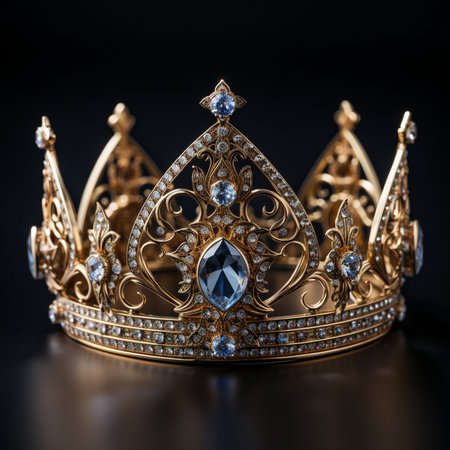low key image of beautiful queen/king crown. Medieval period concept.の素材