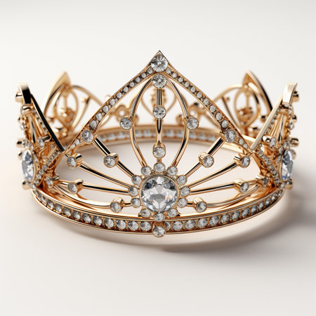 3D illustration jewelry diamond crown on a white background with clipping pathの素材