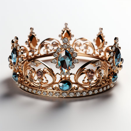 Jewelry crown isolated on white background. 3D illustration.の素材