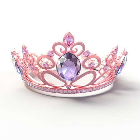 Crown with gems on a white background. 3D rendering.の素材
