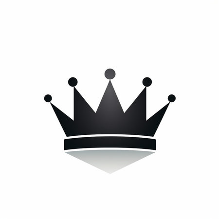 Crown icon. Black icon with shadow on white background. Isolated.の素材