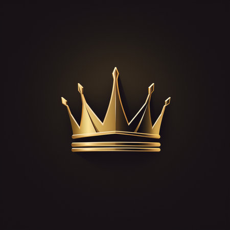 Gold crown on a black background. 3D rendering, 3D illustration.の素材